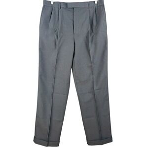 Michael Brandon Men's Charcoal Dress Pants 38x32 Pleated Front Rolled Cuff Hem